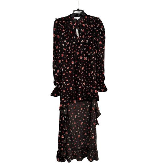 WEWOREWHAT High Low Polka Dot Floral Drape Ruffled Long Sleeve Dress - M - NWT - Picture 3 of 3